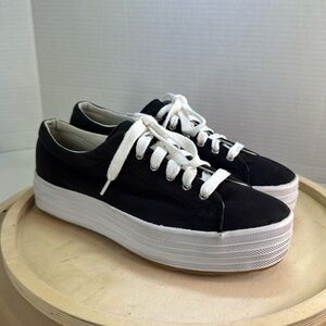 KEDS PLATFORM RELAX BLACK/WHITE CANVAS SNEAKERS SIZE